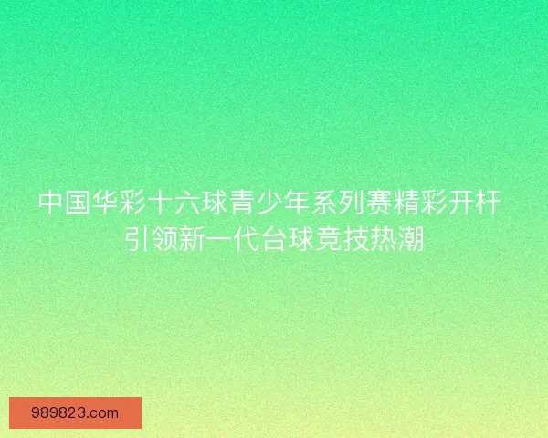 中国华彩十六球青少年系列赛精彩开杆 引领新一代台球竞技热潮
